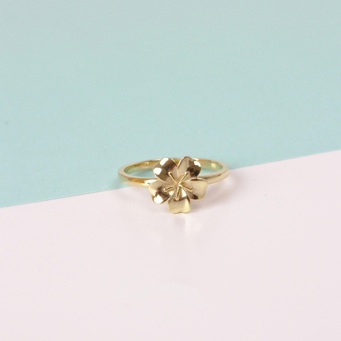 Solid Gold Plumeria Flower Ring – 14K Fine Jewelry