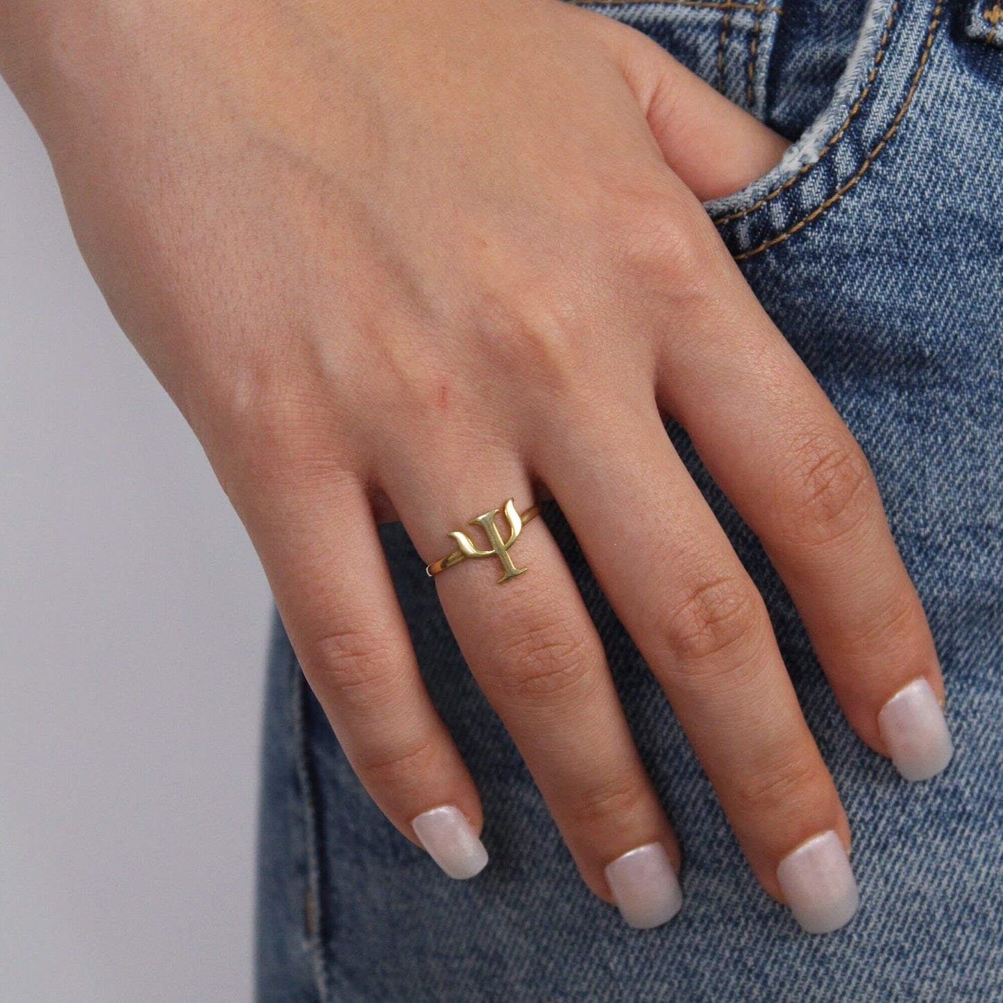 14K Gold Psi Symbol Ring – Psychology Gift Jewelry