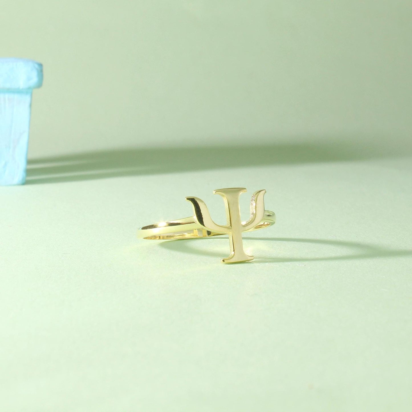 14K Gold Psi Symbol Ring – Psychology Gift Jewelry