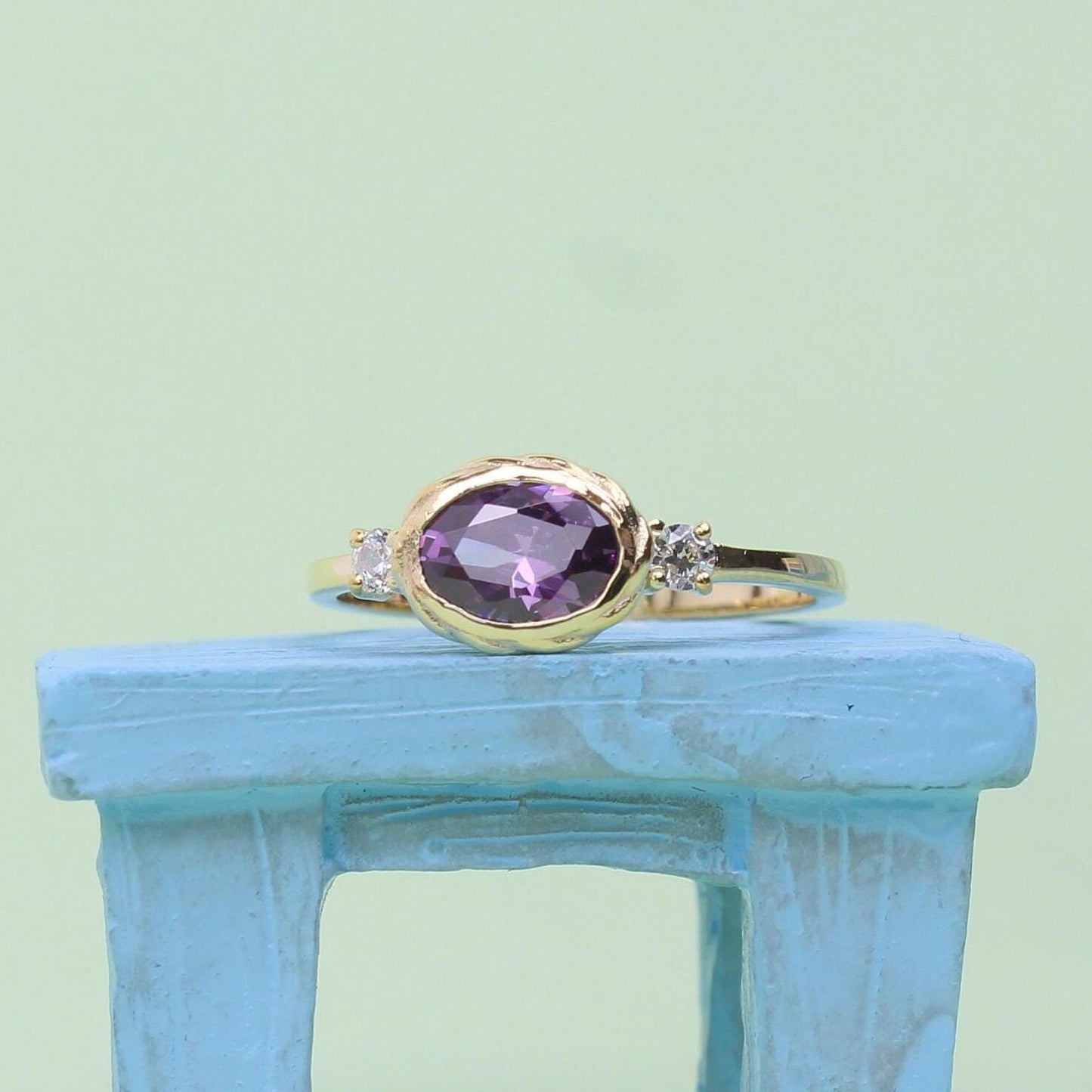 Natural Amethyst Ring – 14K Solid Gold Purple Gemstone Jewelry