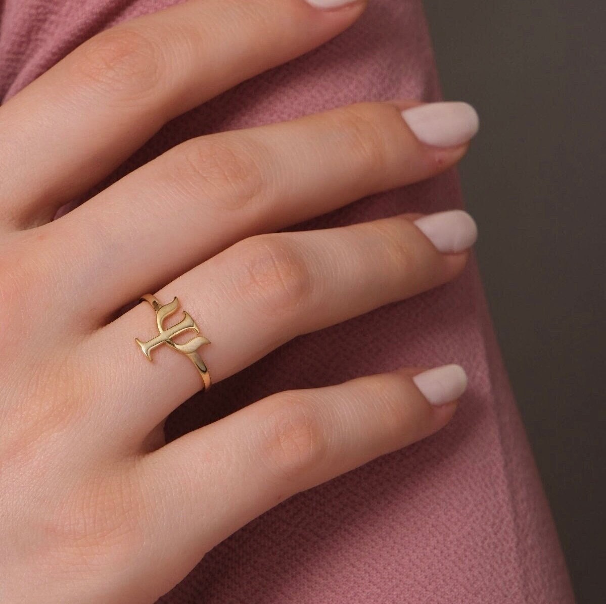 14K Gold Psi Symbol Ring – Psychology Gift Jewelry