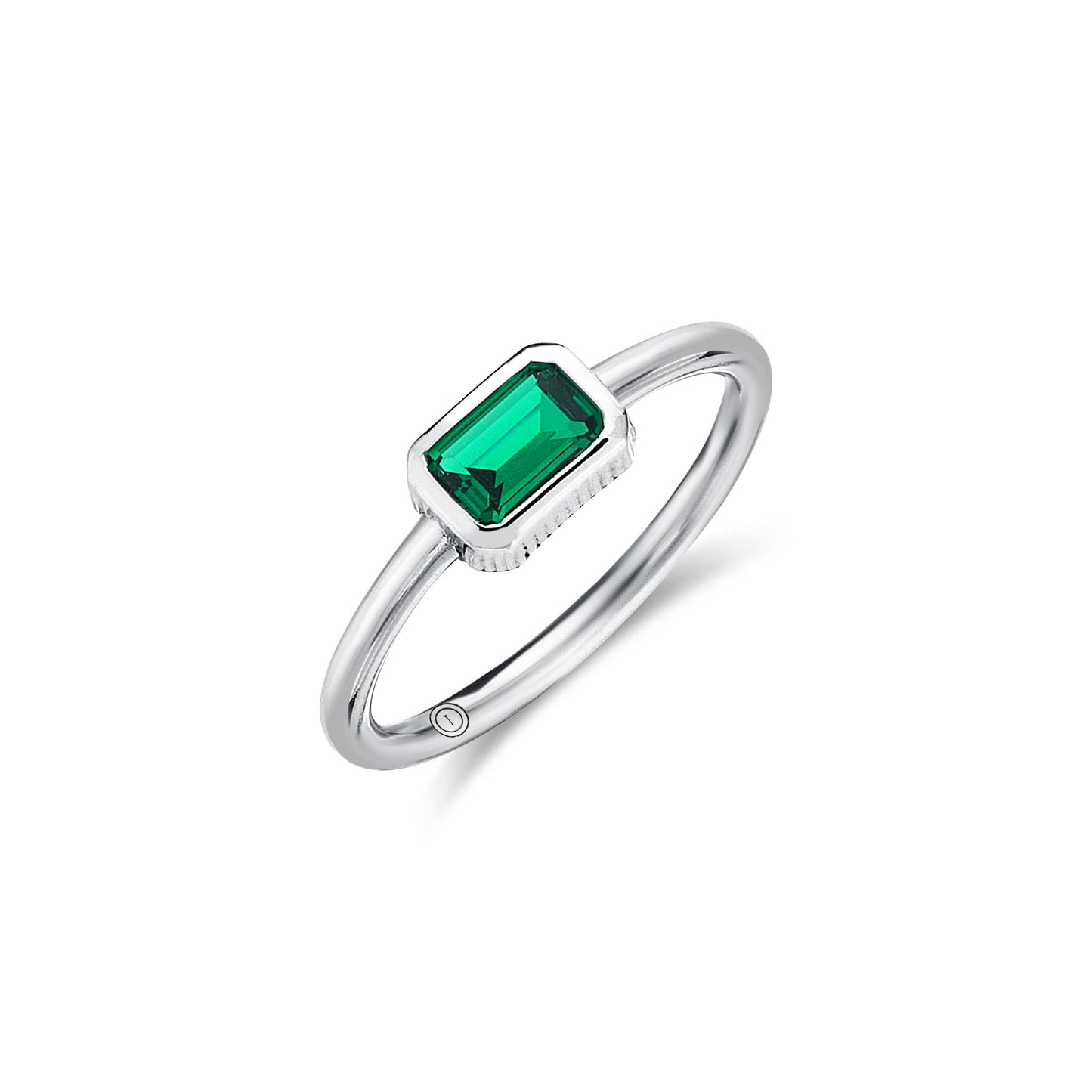 Dainty Emerald Baguette Stackable Ring – 14K Solid Gold