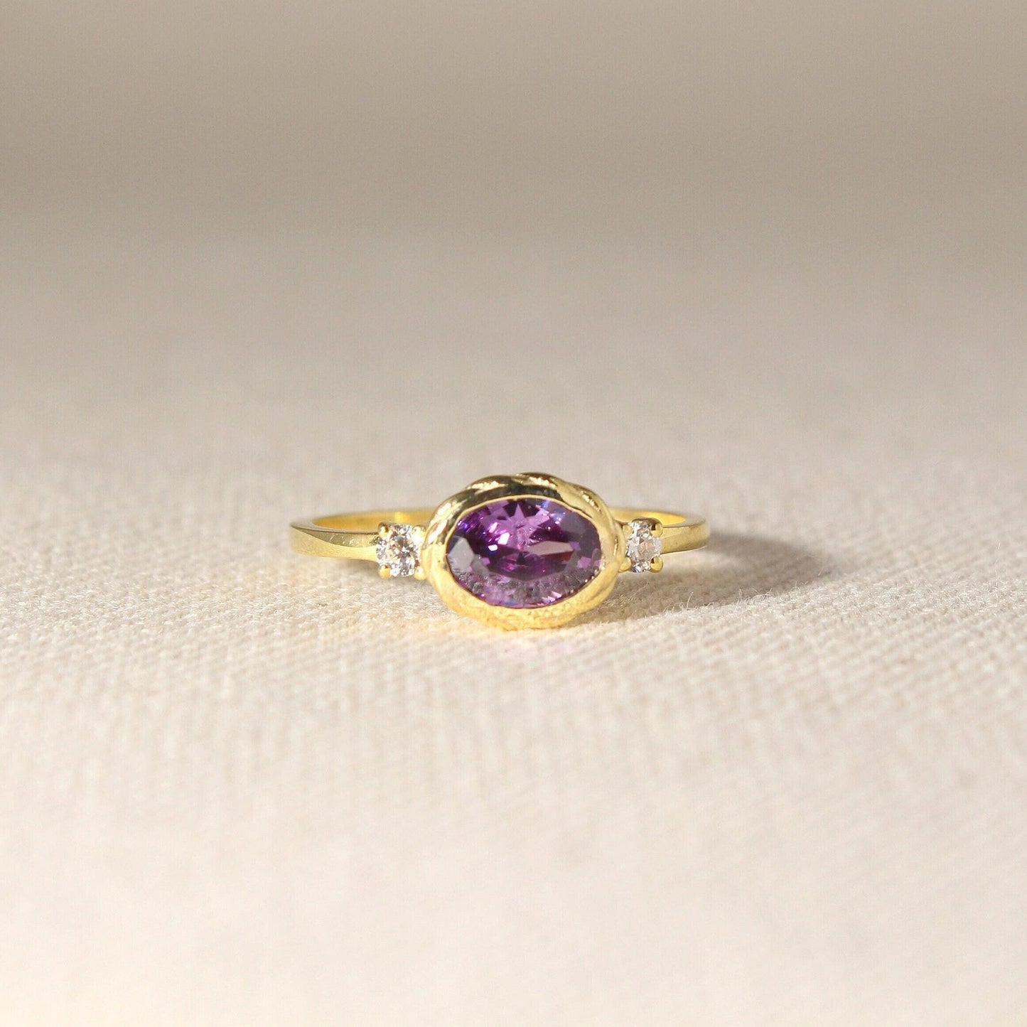 Natural Amethyst Ring – 14K Solid Gold Purple Gemstone Jewelry