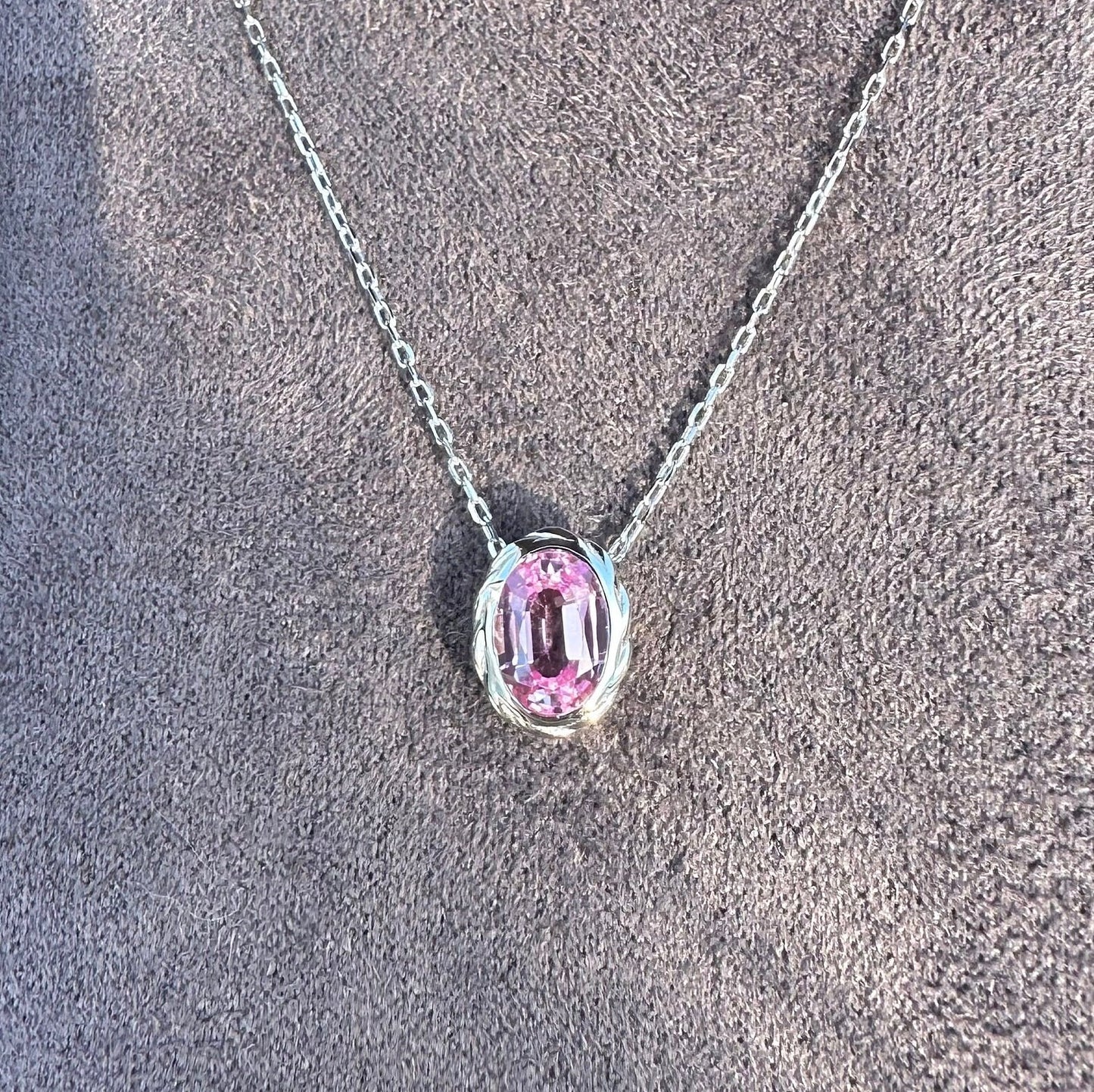 Pink Sapphire Pendant Necklace – 14K Solid Gold