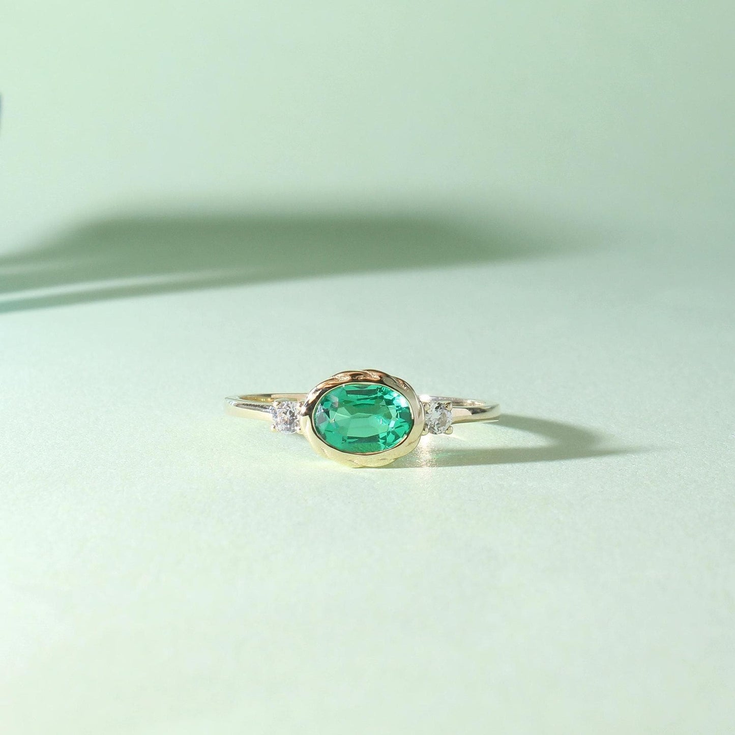 Elegant Oval Emerald Statement Ring: Gold/Silver Cocktail Jewelry for Engagement, Special Occasions Ships Fast for Mother’s Day