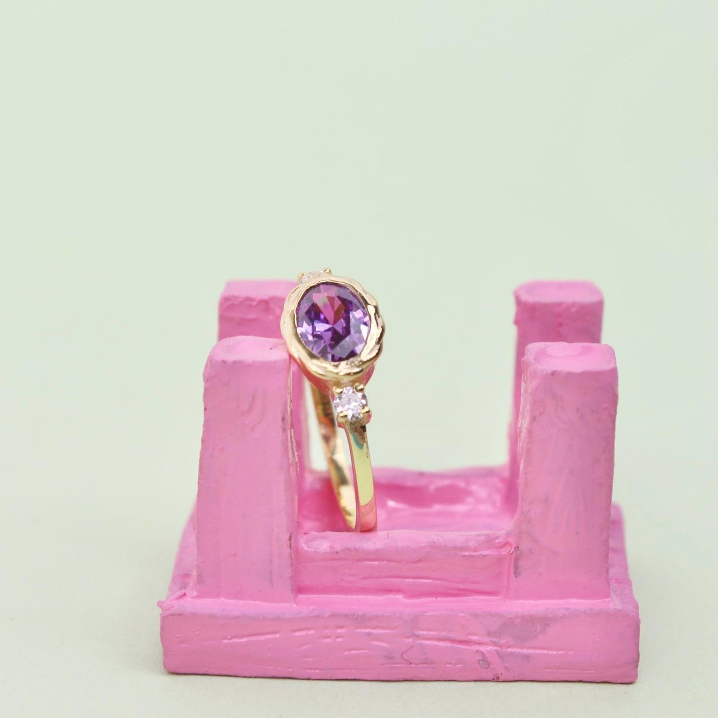 Natural Amethyst Ring – 14K Solid Gold Purple Gemstone Jewelry